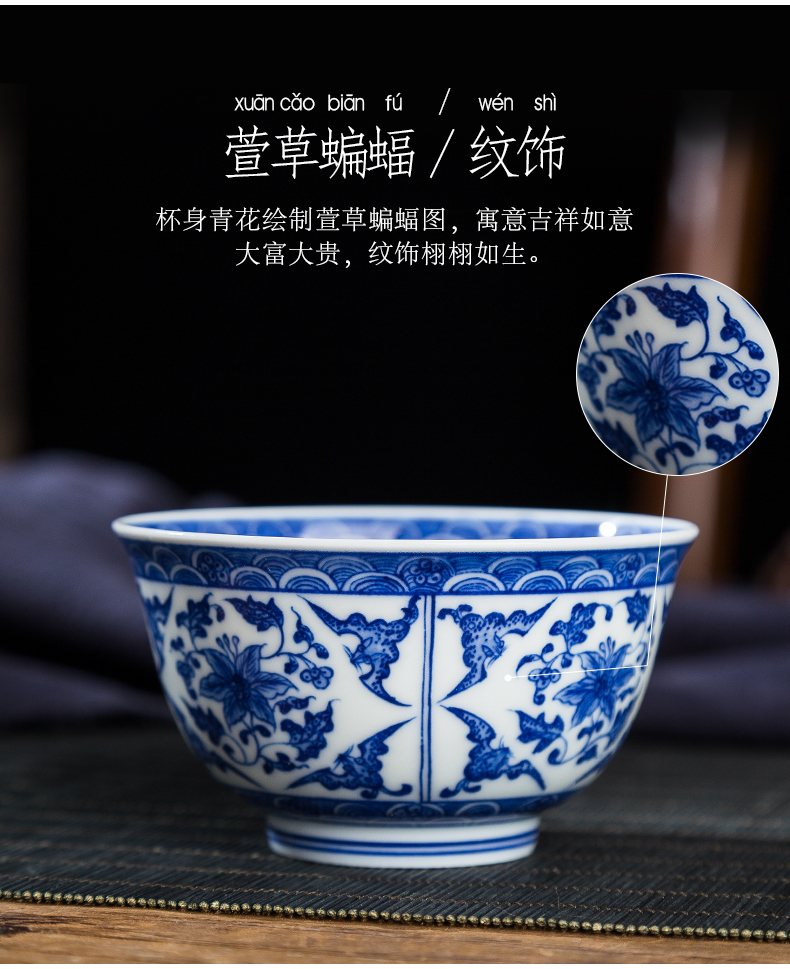 Folk artists all hand hand - made master cup of jingdezhen ceramic sample tea cup cup single CPU individual small bowl