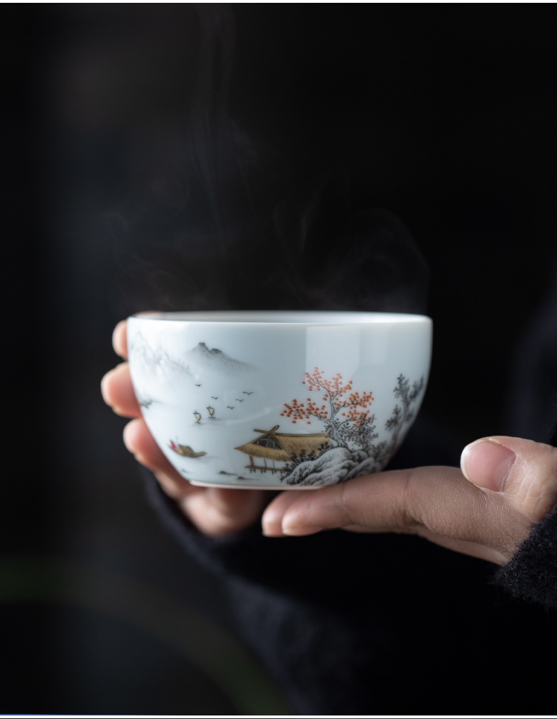 Ink snow hand - made master cup of jingdezhen ceramics enamel kung fu tea cup single CPU single small bowl