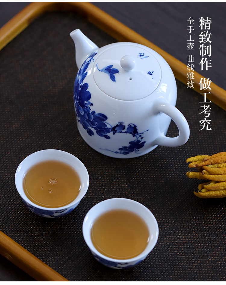 Grape little teapot of blue and white porcelain of jingdezhen ceramic hand - made tea ware household kung fu tea kettle with one person