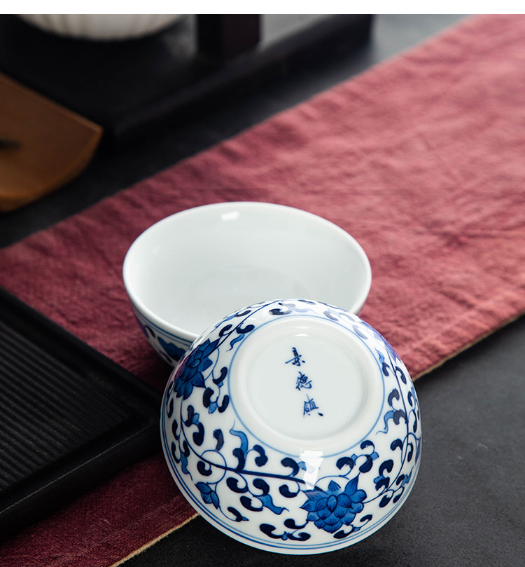 Large pu - erh tea cups of jingdezhen ceramic teacups hand - made porcelain single sample tea cup kung fu tea tea cup under the glaze