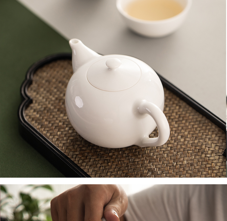 Sweet white glaze high white porcelain household jingdezhen ceramic teapot kung fu teapot size belt thickening the single pot