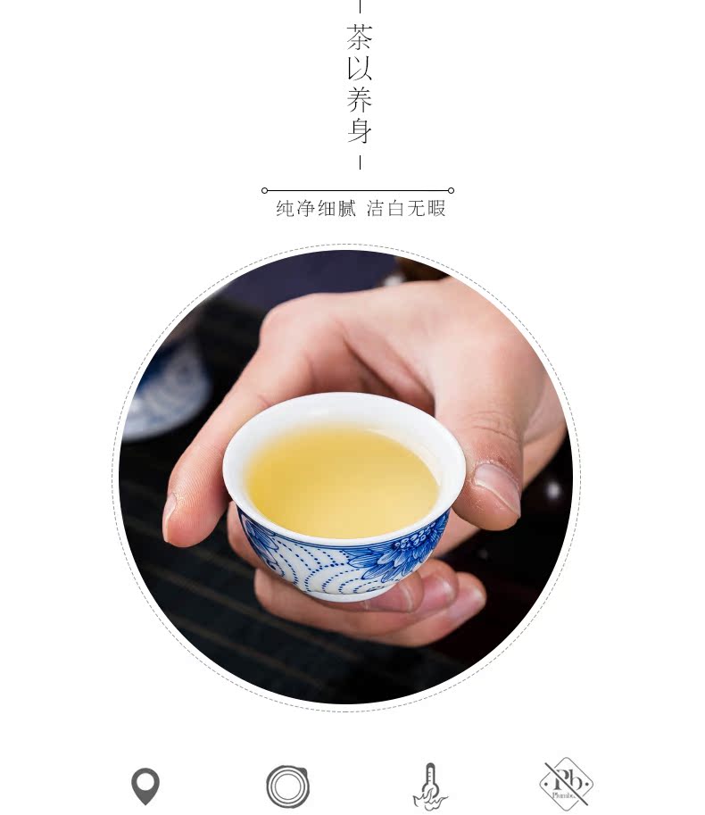 Blue - and - white ceramics fair sample tea cup teapot tea filter tureen zero with hand - made under glaze color high - white kung fu tea set