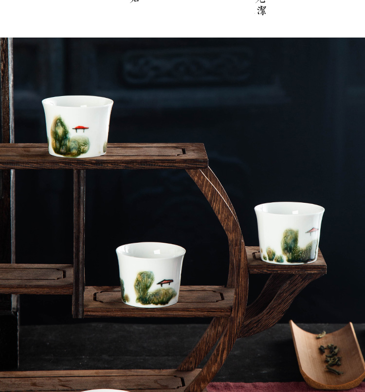 Hand - made ceramic tea cup sample tea cup color glaze up product manual single CPU JingDe kung fu tea masters cup