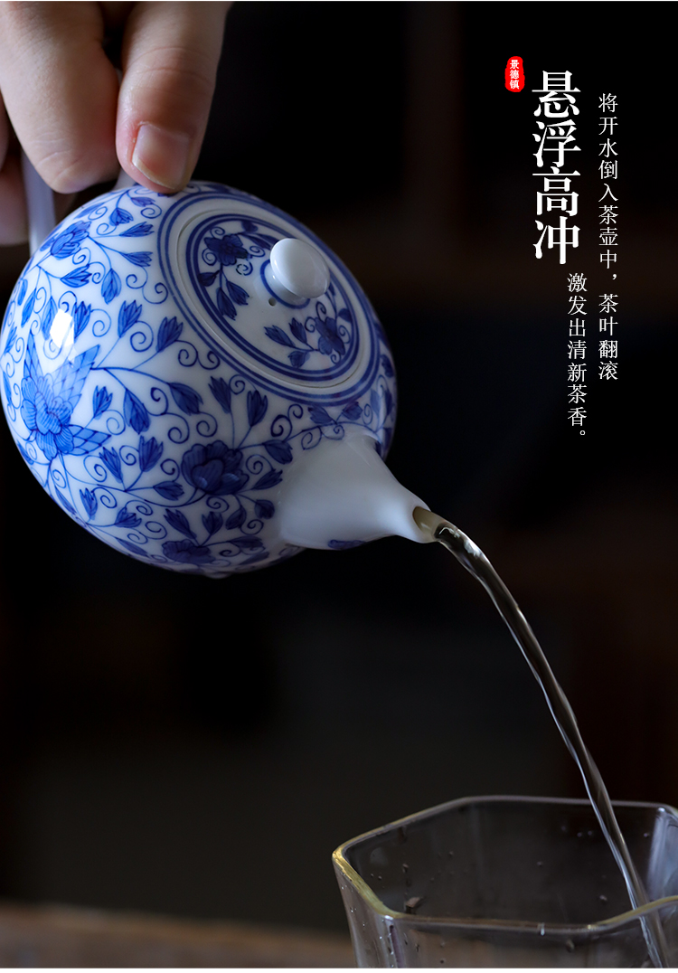 Jingdezhen blue and white hand - made ceramic chiba figure teapot single pot home of kung fu tea tea, single pot