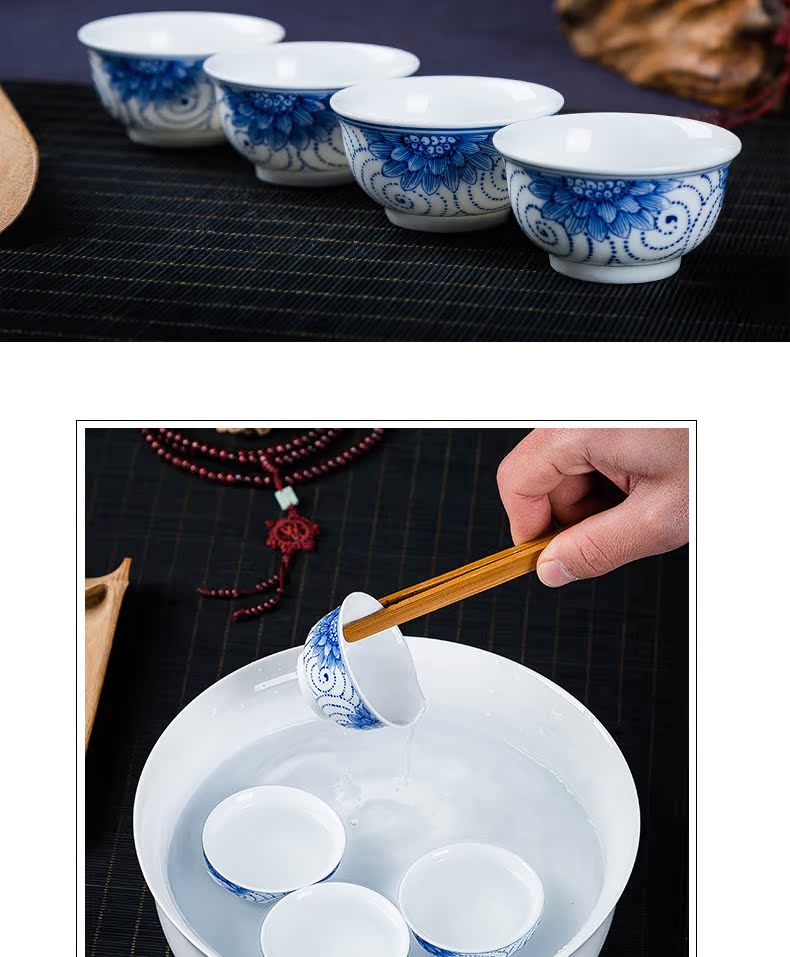 Blue - and - white ceramics fair sample tea cup teapot tea filter tureen zero with hand - made under glaze color high - white kung fu tea set