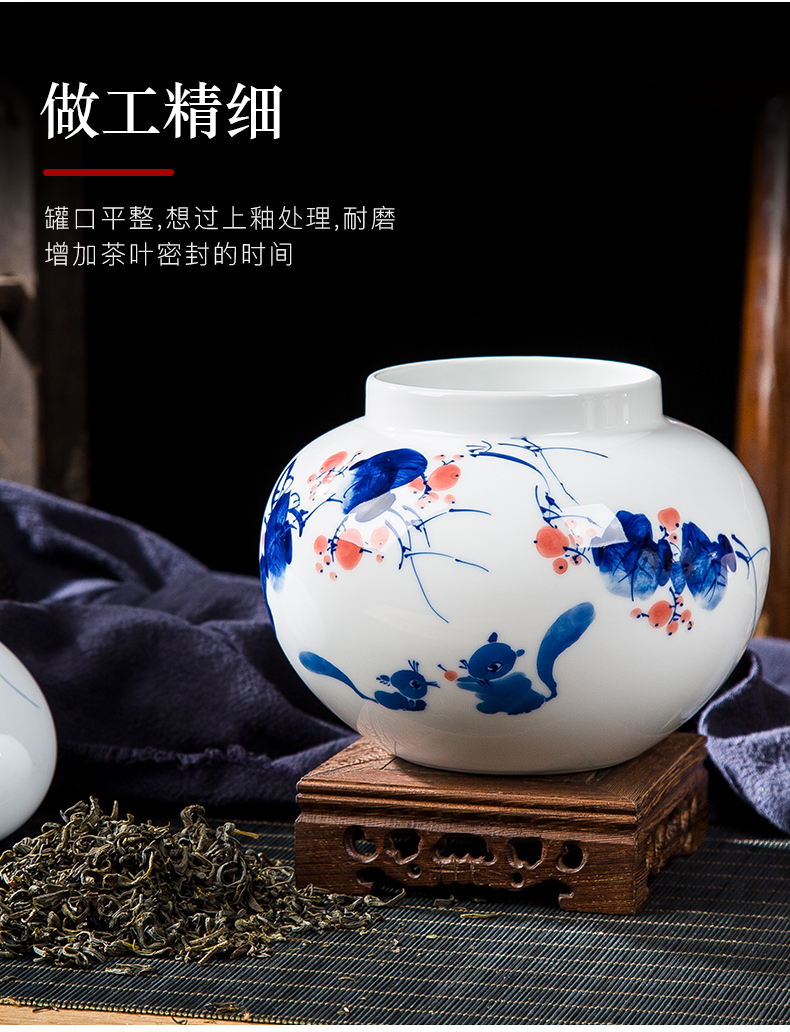 Folk artists hand - made bucket color blue and white porcelain tea pot of jingdezhen ceramic household large seal storage POTS