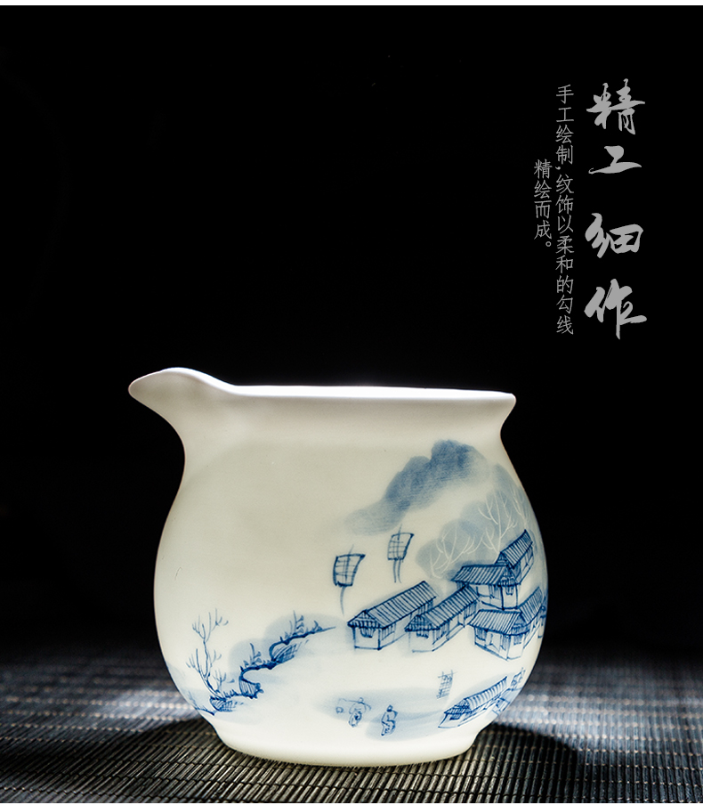 Jingdezhen ceramic hand - made blue mountain people points of tea ware fair keller cup household tea accessories and CPU