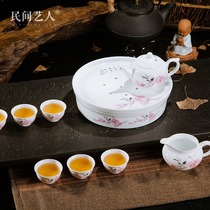 Jingdezhen ceramic tea set kung fu tea set whole set of Home Office with tea tray teapot tea cup set