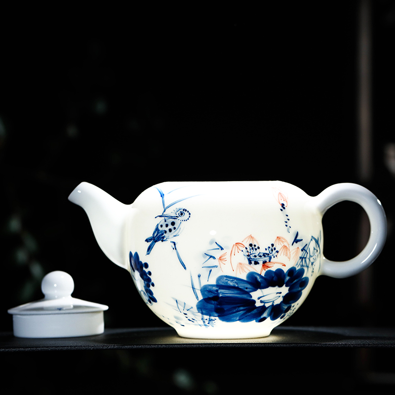 Jingdezhen ceramic hand - made kung fu tea tea manual craftsmen single pot of pu - erh tea tea kettle with tea