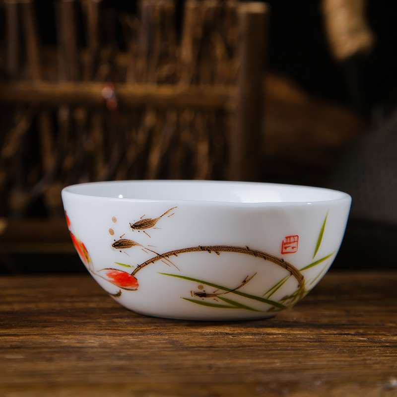 Jingdezhen ceramic hand - made trumpet pu - erh tea cup of kung fu tea master cup sample tea cup individual cup single cup bowl