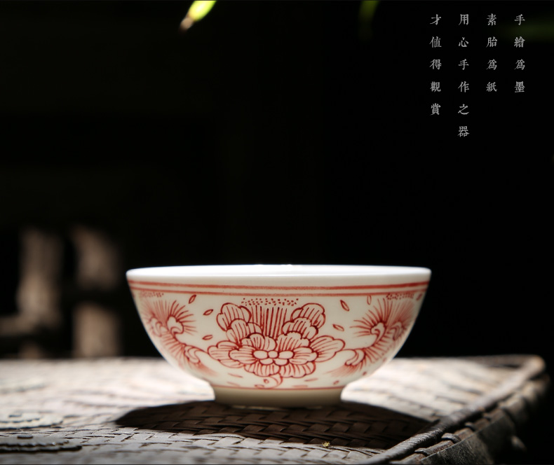 Jingdezhen ceramic sample tea cup hand - made youligong master cup personal cup single CPU kung fu tea cups
