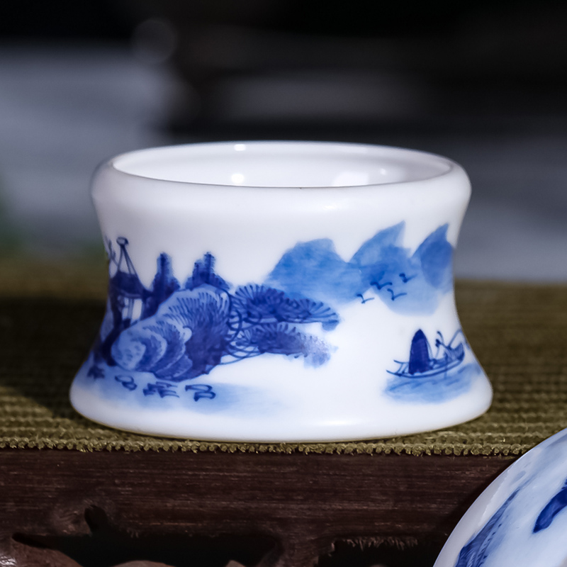 Jingdezhen blue and white landscape tea strainer) hand - made ceramics filter kung fu tea tea taking of spare parts