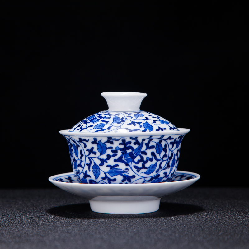 Hand by Hand in blue and white porcelain tureen tea sets jingdezhen kung fu tea set three packages mailed to bowl of tea bowl