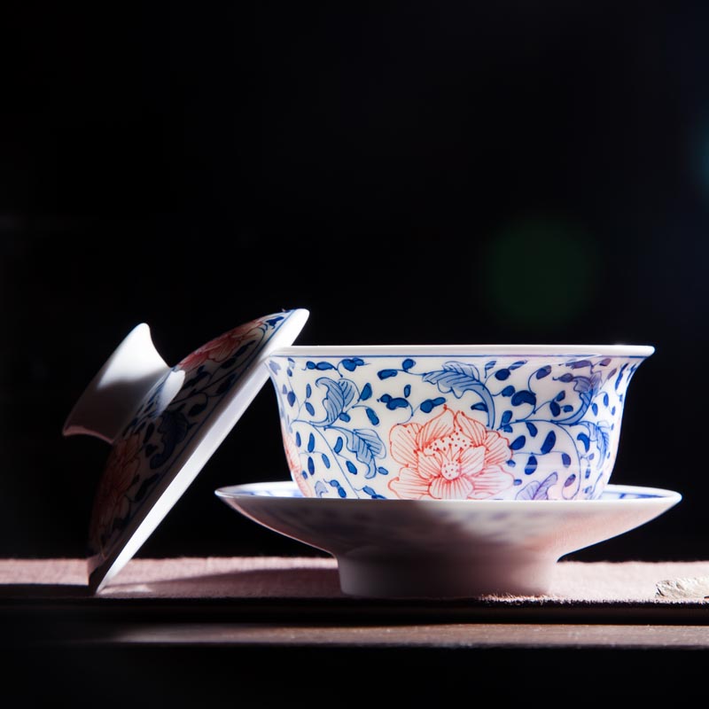 Hand - made porcelain of jingdezhen ceramics youligong only three bowl of tureen kung fu tea cups single cup bowl