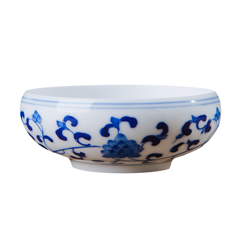 Jingdezhen ceramic kung fu tea cup single blue and white tea cup sample tea cup cup high white glass hand - made the master CPU