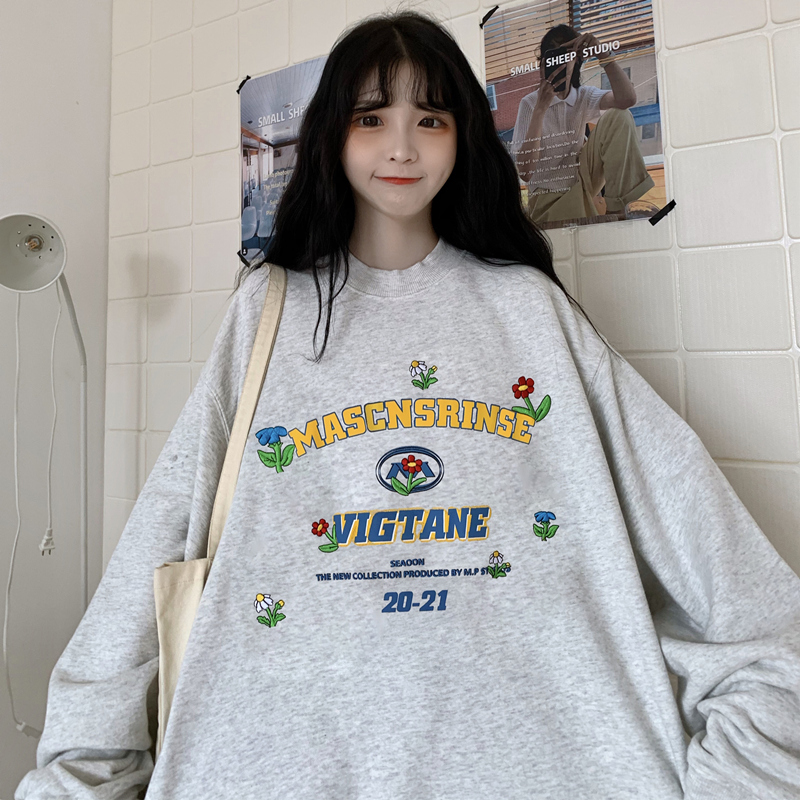 Korean loose cartoon letter embroidered pocket for autumn clothes