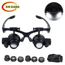 Head-mounted glasses type eyes with LED lights Jewelry magnifying glass to see antique watch repair Four sets of lens replacement