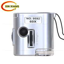 60x microscope Portable multi-function mini with light and banknote inspection pocket magnifying glass with leather sleeve rope