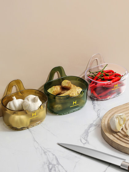 厨房葱姜蒜收纳筐免打孔浴室洗浴用品沥水置物架厨房调料储物挂篮