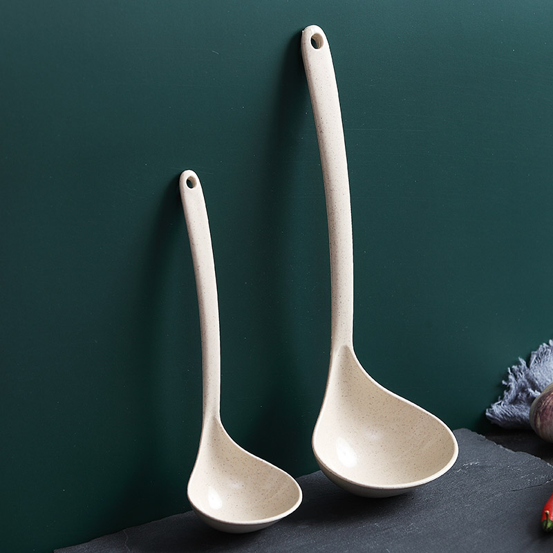 Han-style long handle soup spoon wheat straw Home Shengtang Porridge Spoon Kitchen High Temperature Resistant and Scalding Rice Spoon-Taobao