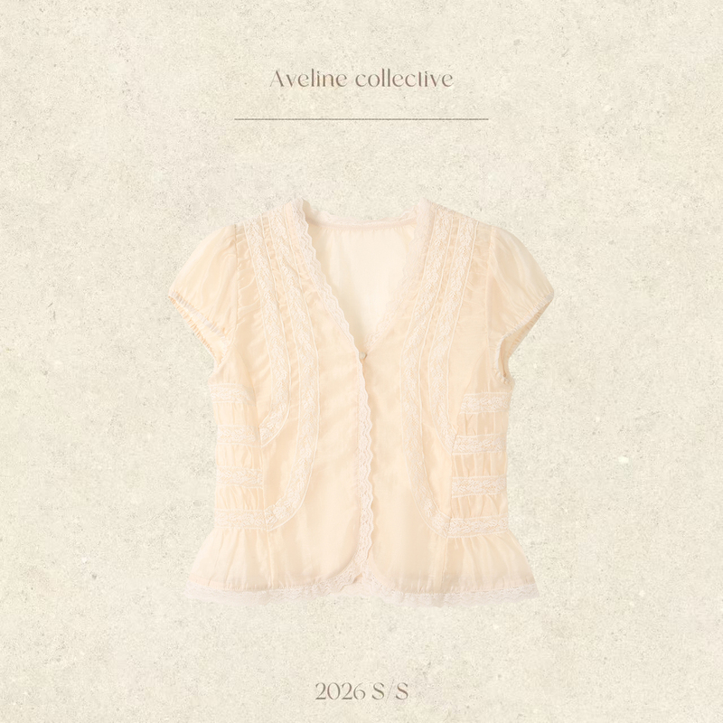 Aveline 2026 Summer New Style Tencel Sleeveless Shirt Short Linen Pleated Handmade Lace Top for Women Aveline 2026 Summer New Style Tencel Sleeveless Shirt Short Linen Pleated Handmade Lace Top for Women