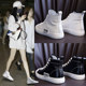 Cowhide high-top shoes, flat-soled white shoes, women's 2023 hot new versatile sneakers, sports casual shoes, ins trend