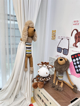 Cartoon childrens room curtain straps plush poodle doll curtain buckle creative birthday gift home soft decoration
