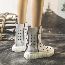 Leather Martin Boots Women Summer Thin Model 2021 New Breathable Boot Hollow Boot Hollow Fashion Zipper Fashion Zipper Boot