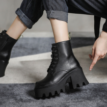 A thick Martin boots in the spring and autumn dan xue 2021 nian new leather 9 5cm increased boots niche design boots