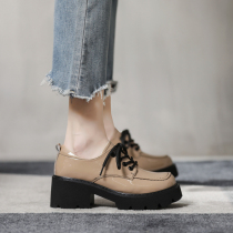 Thick-soled small leather shoes womens spring and autumn shoes children 2021 New British style retro niche single shoes increased Lofu shoes