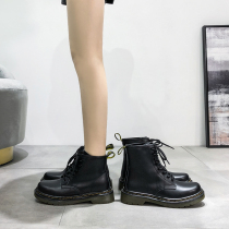 Martin boots female English style 2021 new leather handsome thick bottom inside increase locomotive short boots female spring and autumn single boots