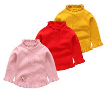 2022 girls sweater new baby high neckline sweater 1-3-year-old baby needle woolen sweatshirt child spring and autumn jersey