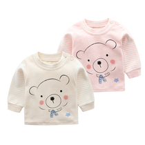 Beginner baby blouses spring autumn winter lingerie newborn clothes pure cotton beating undershirt baby shoulder open buckle single piece of autumn clothes