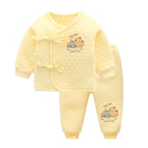 Newborn Baby Clothes Autumn Winter Early Life Lunar Subsuit Warm Pure Cotton Suit Baby Clip Cotton Split Monk Suit 52
