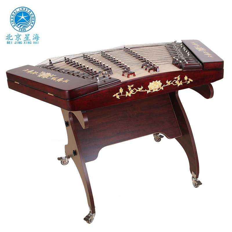 Xinghai 402 Dulcimer Instrument Color Wood Mahogany Shell Carved Appliqué WheatGrass Flower Dulcimer Dulcimer Frame Xinghai Yangqin