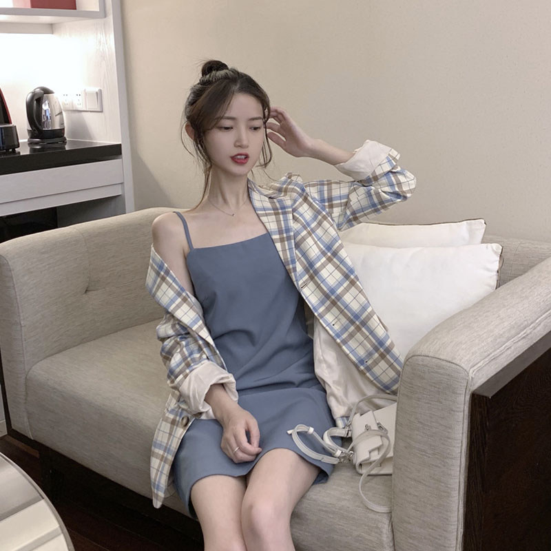 SANDRO moscoloni fashion suit slip dress set women's summer temperament jacket suit skirt two-piece set