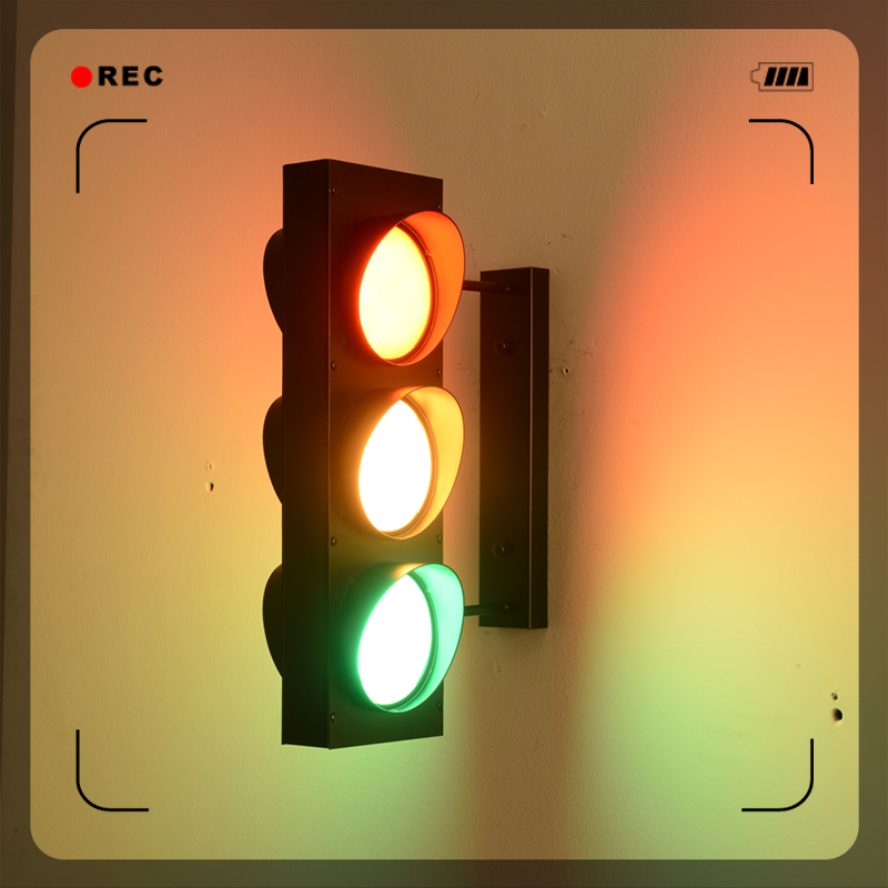 American-Style Indicator Hall Children's Room Creative Outdoor Traffic Light Warning Wall Lamp Decoration Bar Smart Remote Control