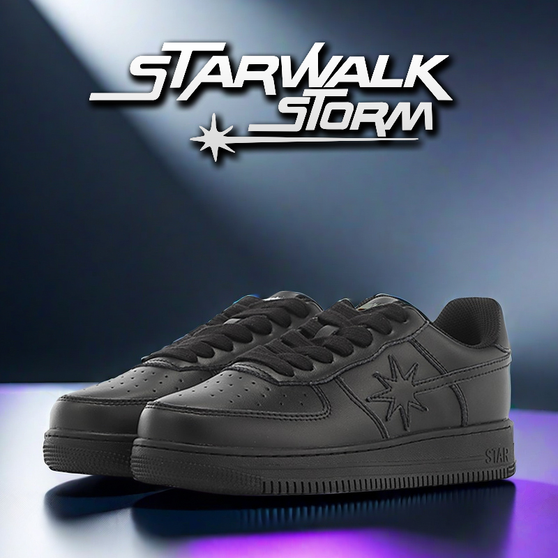 Star Walk Storm Casual Sneakers Men's Niche National Trend Versatile 2026 Spring and Summer New Black Low-Top Shoes