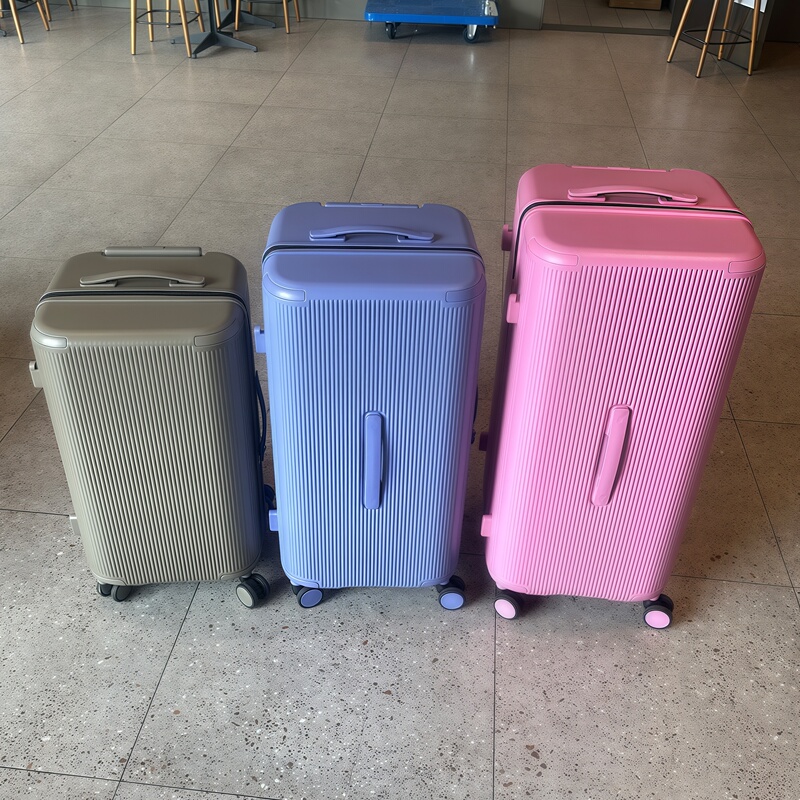 Export Fashion Large-Capacity Trolley Suitcase Student Luggage Spinner Wheels Thick Leather Suitcase for Men and Women Ultra-Light Carry-On Luggage