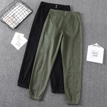 Big Code Womens Fall 2021 New Pear-shaped Stature Loose Slim Khalen Pants Fat Younger Sister Mm Beam Footed Pants