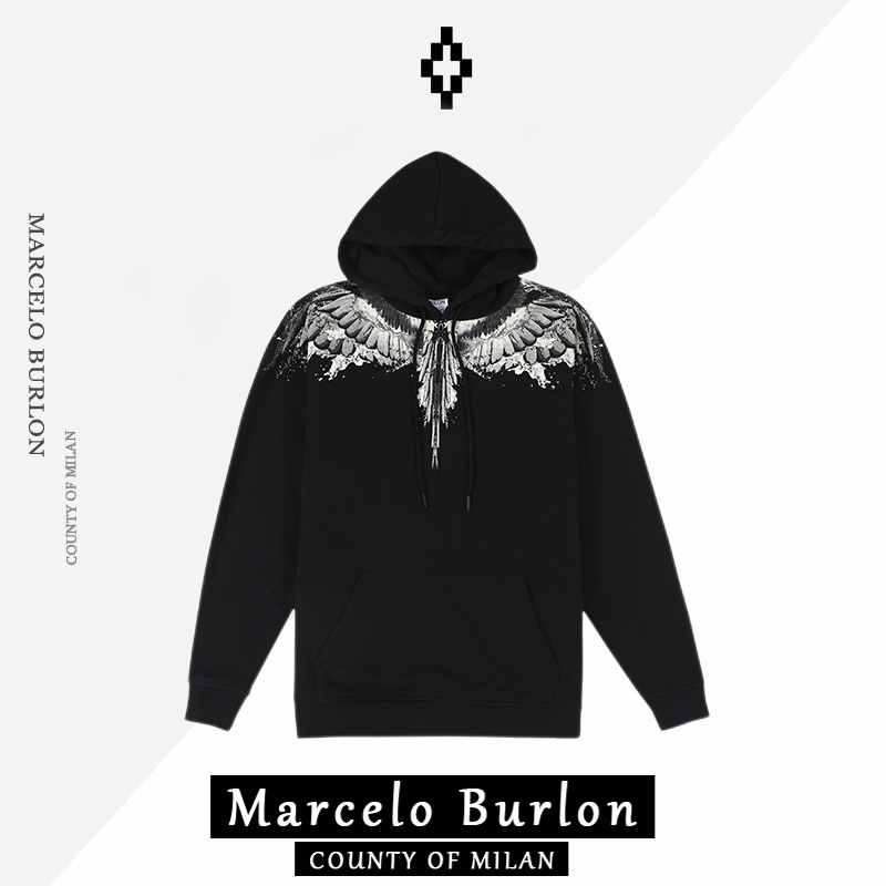 Authentic Marcelo Burlon Mb Ice Wings Hooded Sweatshirt Pullover Hoodie Men's Trendy Brand Authentic Marcelo Burlon Mb Ice Wings Hooded Sweatshirt Pullover Hoodie Men's Trendy Brand