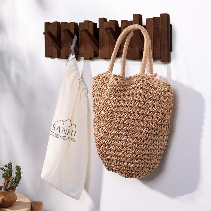 Wall Decoration Hook Black Walnuts Clothing Hooks Solid Wood Cloak Hood Hook Creative Invisible Wood Strips Wall Hanging Decoration Shelf