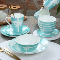 Soug kitchen bone china blue bow ceramic tableware Nordic Western soup plate dish creative Net red snack plate