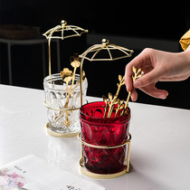 Suo kitchen Golden coffee fruit sign chopsticks storage tube set knife and fork spoon makeup brush toilet comb storage pot