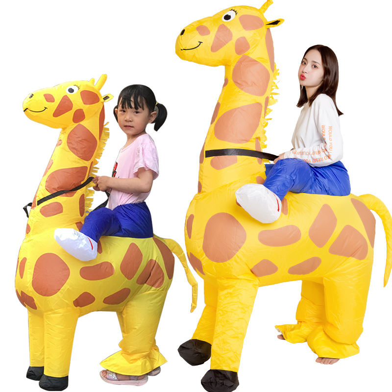 Halloween funny to blame cartoon costumes walking animals for riding a parent-child giraffe inflatable clothes pants props