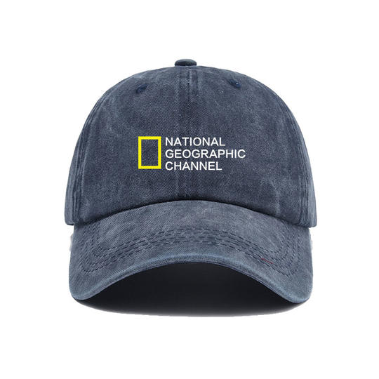 National Geographic Photography and Videography Association Travel Discovery Channel Outdoor Distressed Soft Top Sun Hat Baseball Cap