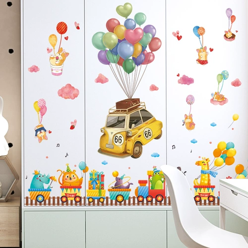 Мультяшное детское настенное крепление на стену для спальни, воздушный шар, жираф
