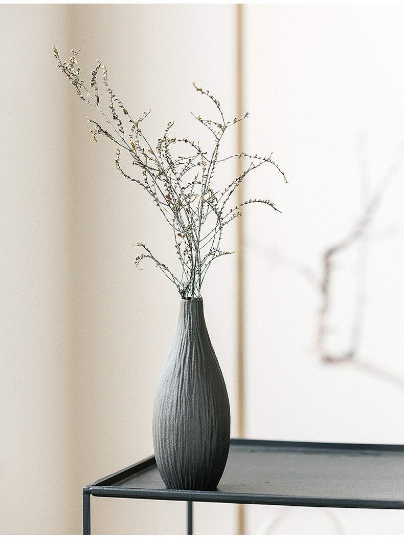 Black pottery flower flower implement Japanese creative ceramic decorative household items furnishing articles furnishing articles floret bottle tea accessories receptacle