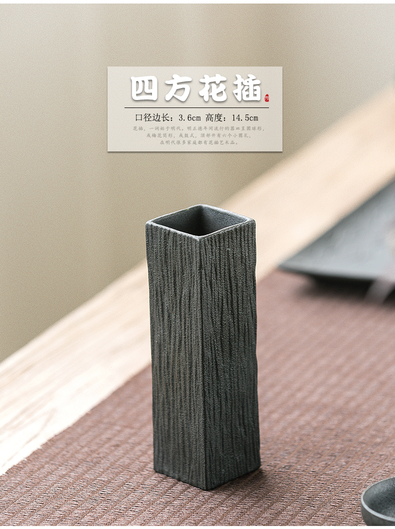Black pottery flower flower implement Japanese creative ceramic decorative household items furnishing articles furnishing articles floret bottle tea accessories receptacle