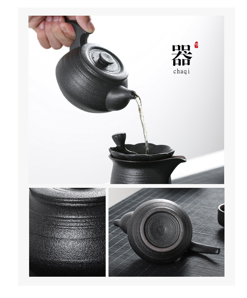 Ning the ordinary Japanese black pottery ceramic teapot kung fu tea tea black zen wind mill sand particles